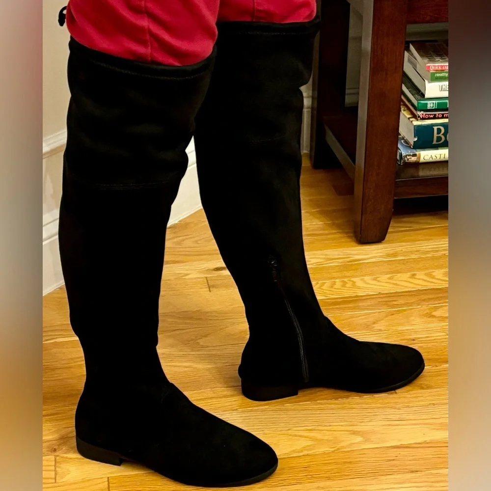 Time and Tru Steve Madden Boots women’s sz 8.5W Black Knee High, Wide Width EUC